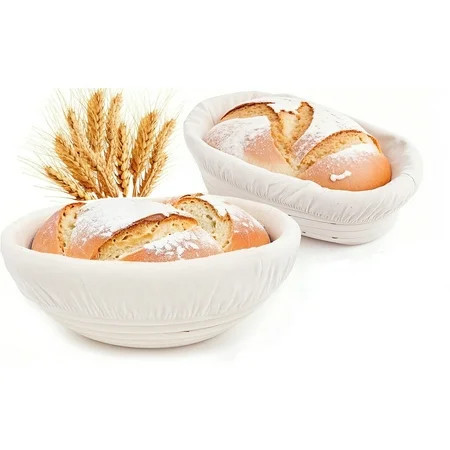 ALLJOY Banneton Bread Proofing Basket Set of 2，9 Inch Round & 10 Oval Cane Sourdough Bread Proofing Baskets Baking Supplies，Sourdough Starter Kit | Walmart (US)