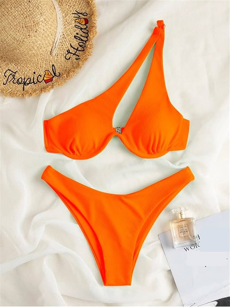LSCZSLYH Sexy Bikinis Swimsuits Cut Out Women Swimwear Biquini High Cut Bathing Suits Push Up Bea... | Amazon (US)
