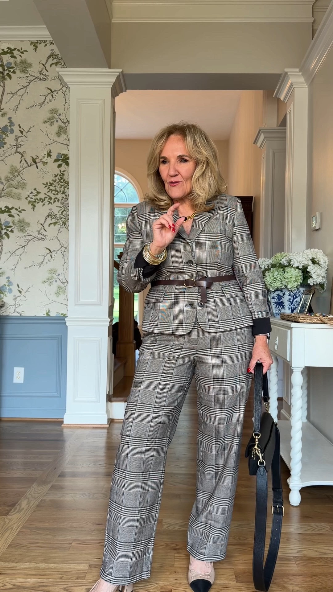 Vince Camuto suit available on the Nordstrom anniversary sale
I am wearing the 10 petite in the jacket and eight petite in the pants
The belt is removable and you do not need to wear it with the belt
Linking a similar shoe
Coach bag is also available on the anniversary sale

Fall outfit, work outfit, professional attire, women’s suit plaid suit

#LTKSaleAlert #LTKOver40 #LTKWorkwear
