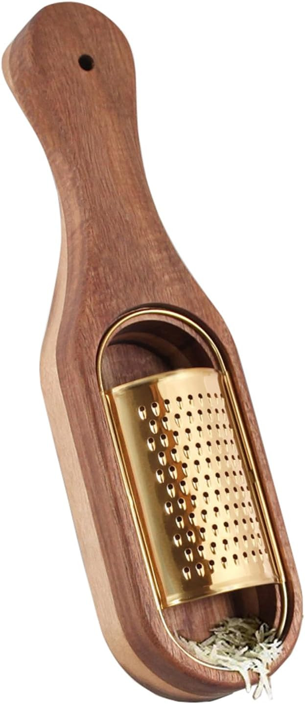 Box Cheese Grater With Container - Stainless Steel Parmesan Cheese Grater With Wood Handle Shredd... | Amazon (US)