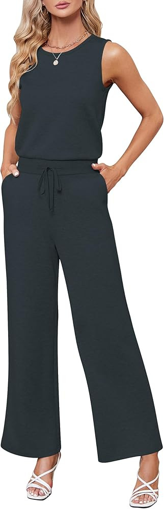 Sarin Mathews Air Essentials Jumpsuits for Women Casual Wide Leg Long Pants Jumpsuit Sleeveless B... | Amazon (US)