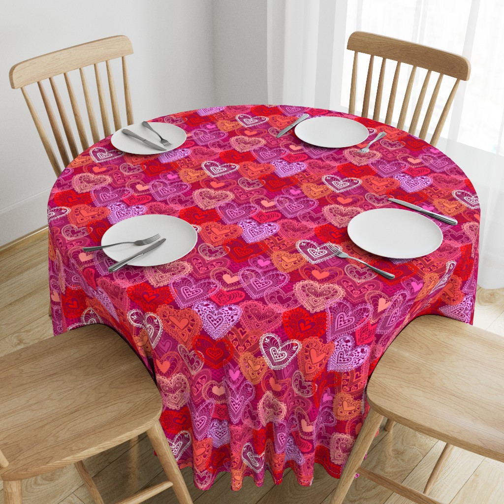 Tablecloth in Paper Hearts | Spoonflower