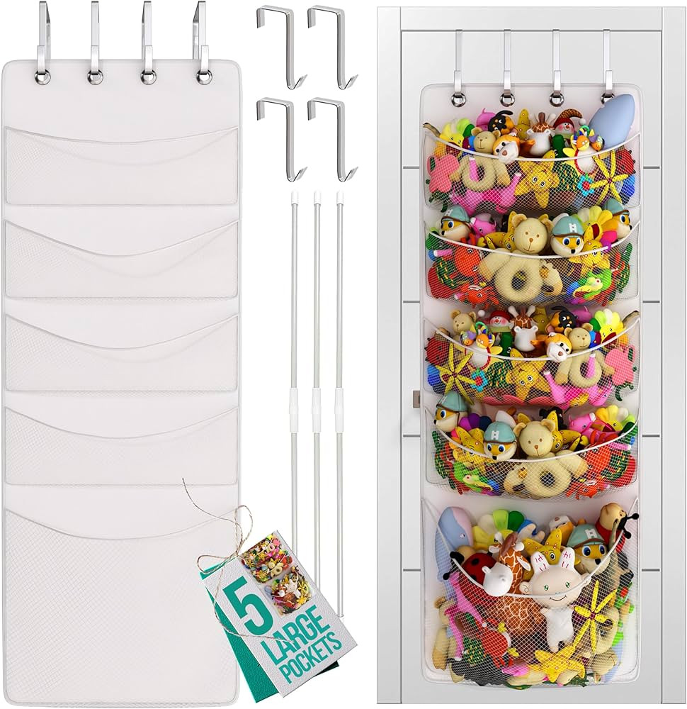 The Original 5-Pocket Over the Door Stuffed Animal Storage Organizer, Perfect for Bedroom Decor, ... | Amazon (US)