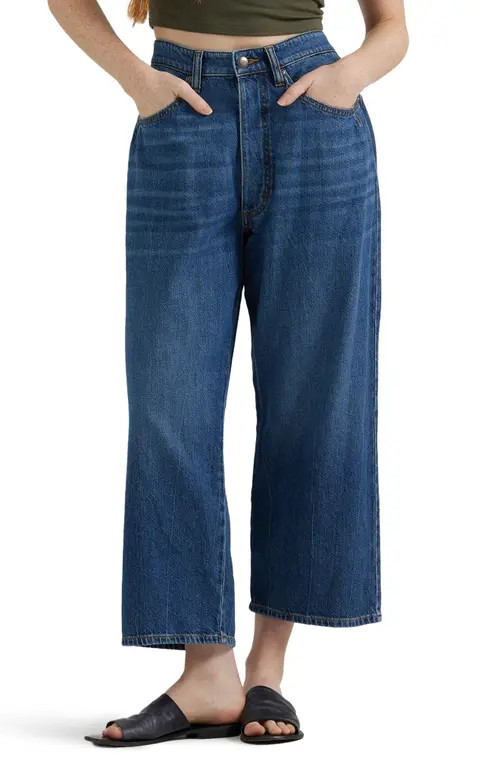 Lee Button Fly High Waist Loose Fit Ankle Jeans in Robust Blue at Nordstrom, Size 24 | Nordstrom