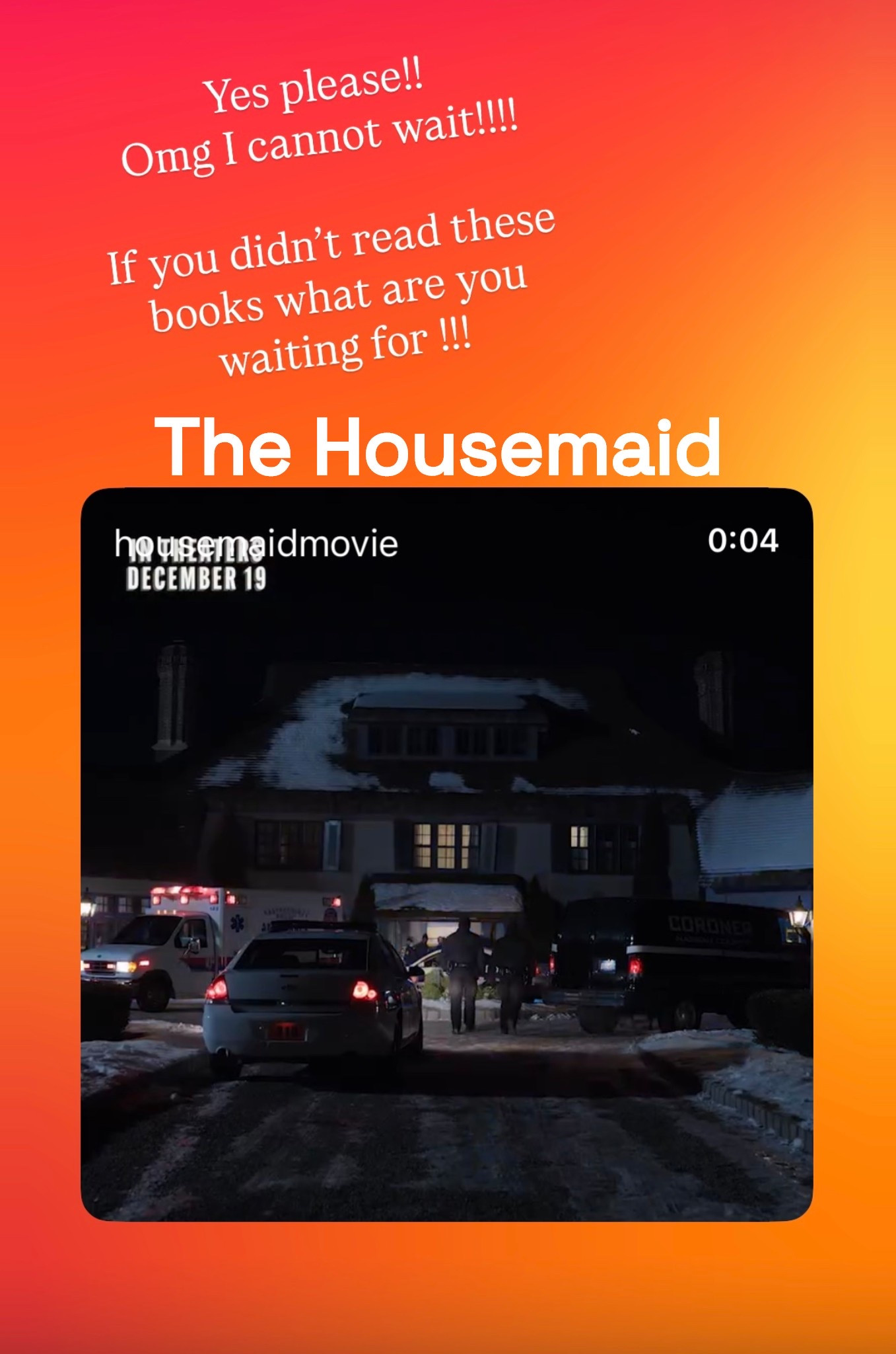 Here’s a one-paragraph, all-in caption with emojis + hashtags that sounds like YOU:

✨I cannot WAIT to see The Housemaid movie — the book series was absolutely AMAZING and if you haven’t read them yet, you NEED to!! 😍📚 I linked all the books below because you will fly through every single one… obsessed isn’t even the word 🙌🏼🎬🔥 

#TheHousemaid #BookTok #ThrillerReads #MustRead #PsychologicalThriller #BookSeriesObsessed #ReadersOfInstagram #TBRList #MovieAdaptation #BookRecs #BookLovers #FYP #TrendingNow ✨

#LTKGiftGuide #LTKCyberWeek #LTKstorytime