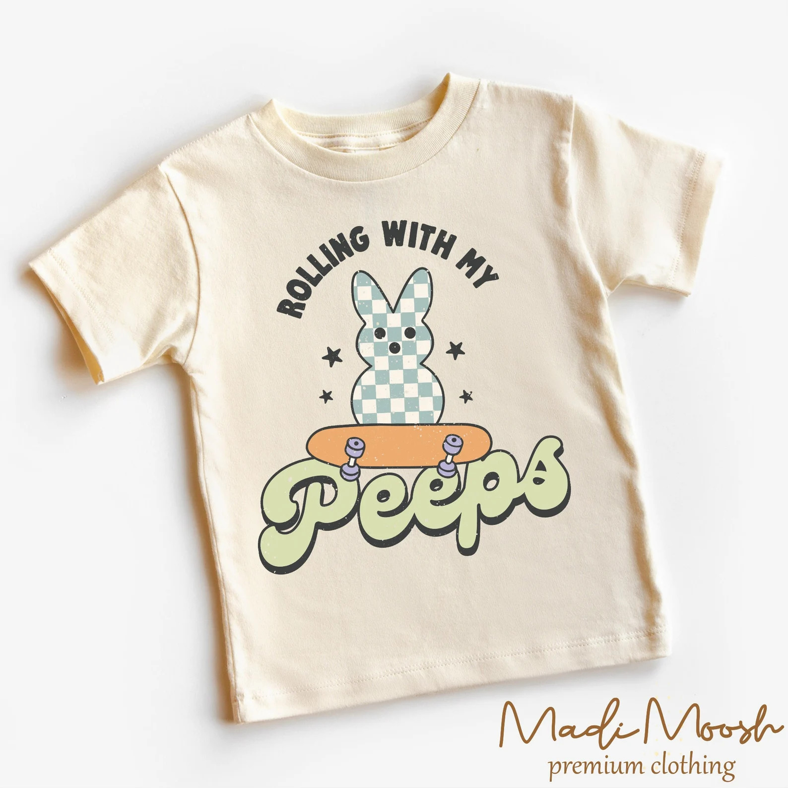 Rolling With My Peeps Kids Shirt Cute Easter Bunny Toddler Tee Natural Kids Shirt - Etsy | Etsy (US)