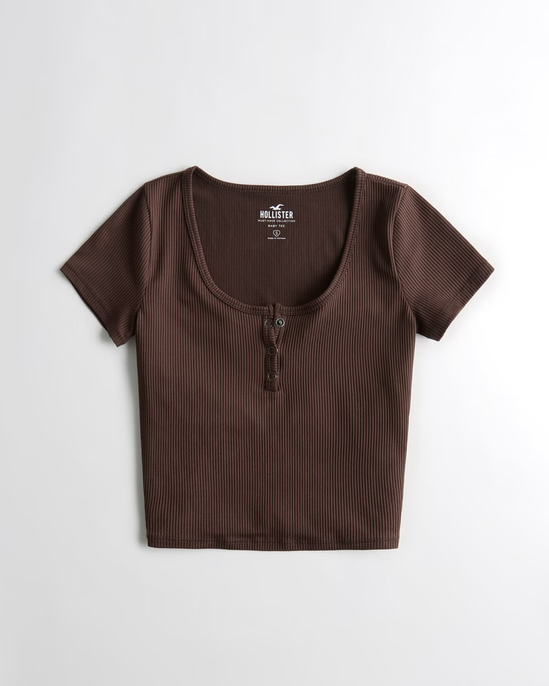 Women's Seamless Rib Fabric Henley T-Shirt | Women's Tops | HollisterCo.com | Hollister (US)