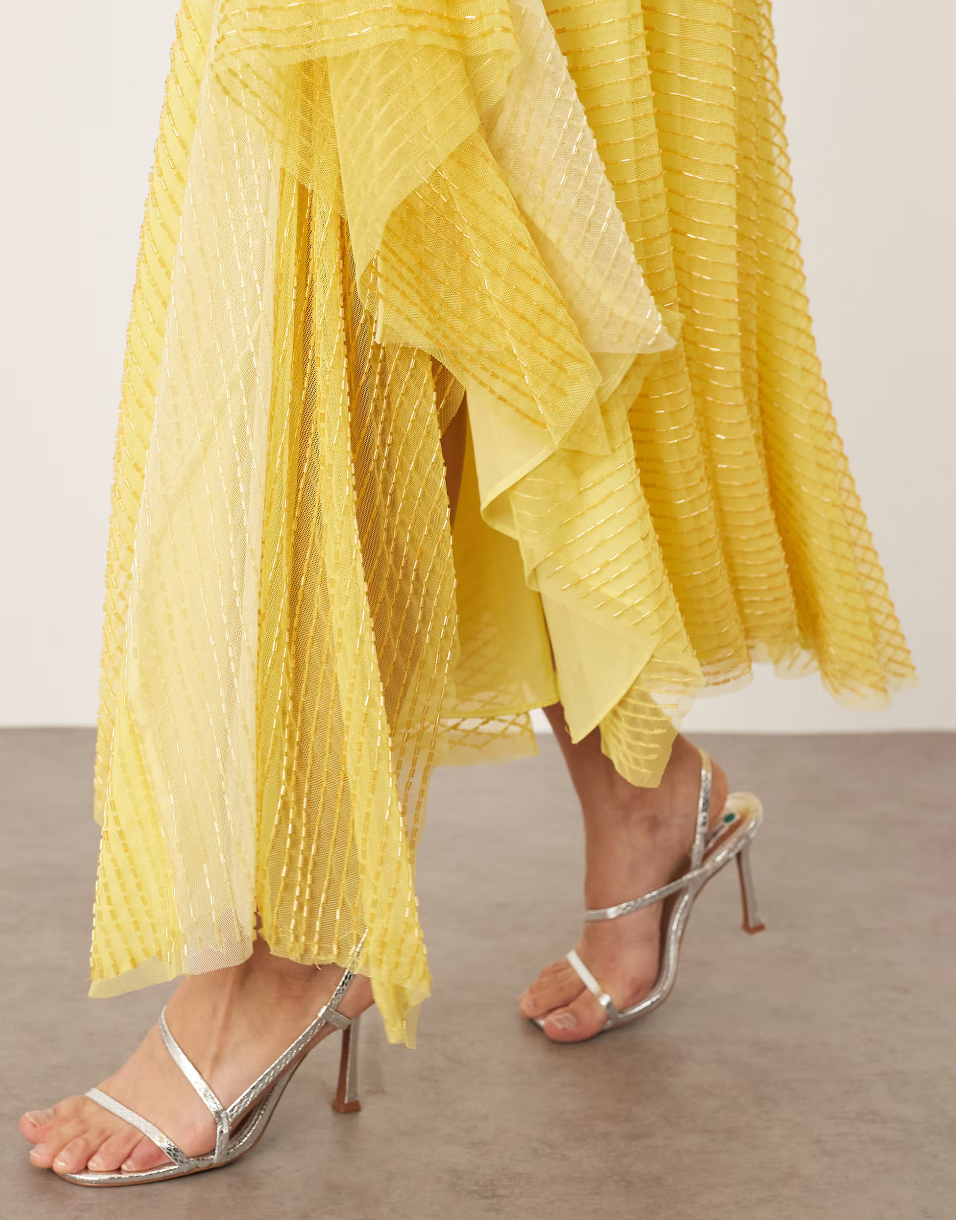ARRANGE embellished ombre cut about maxi slip dress in yellow | ASOS (Global)