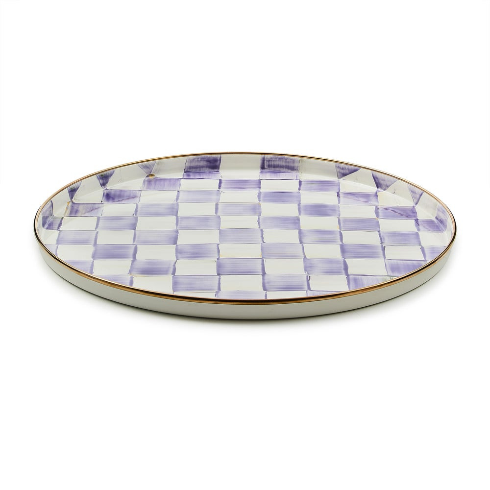 Violet Check Round Tray | MacKenzie-Childs