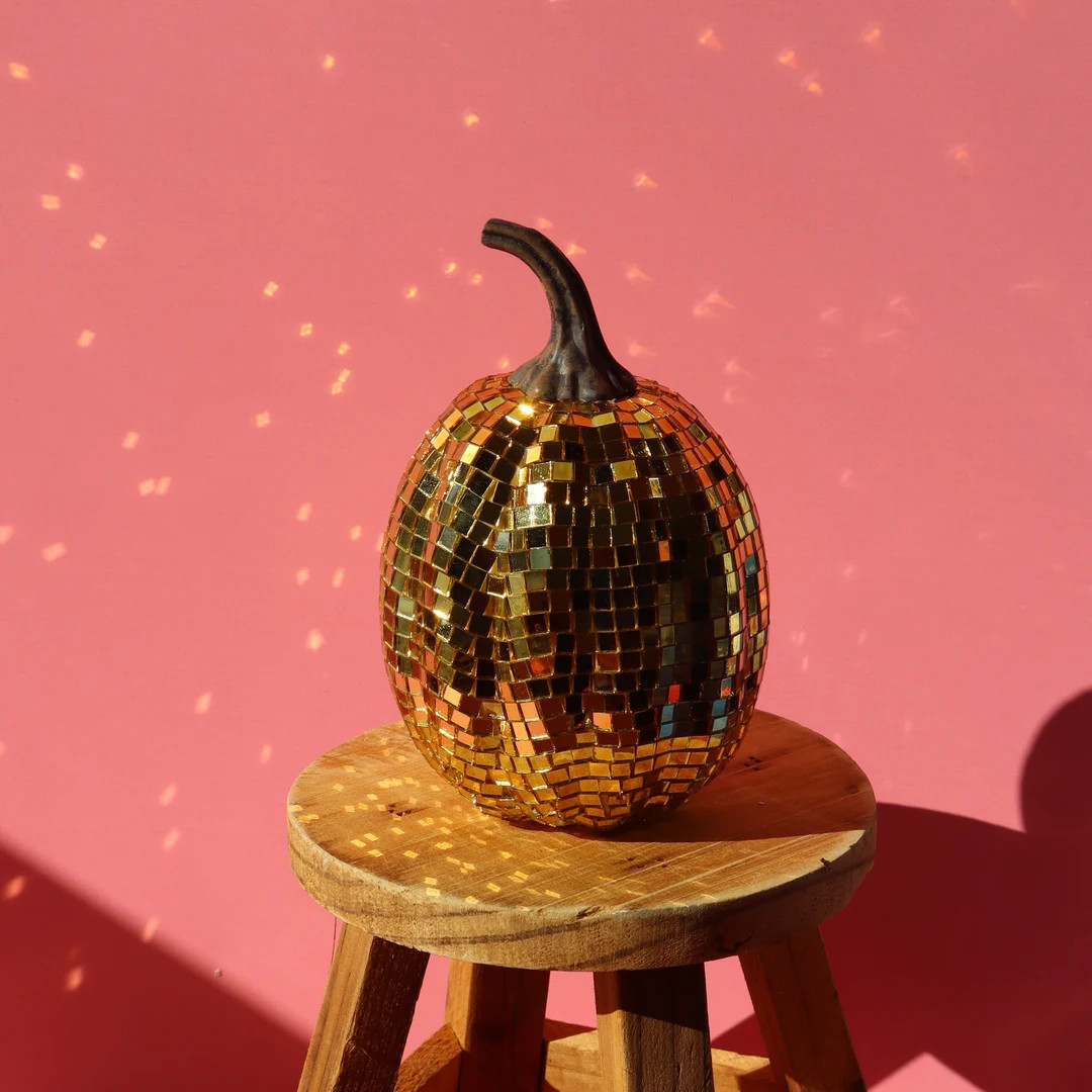 Seasonal Small Handmade Gold Disco Pumpkins - Etsy | Etsy (US)