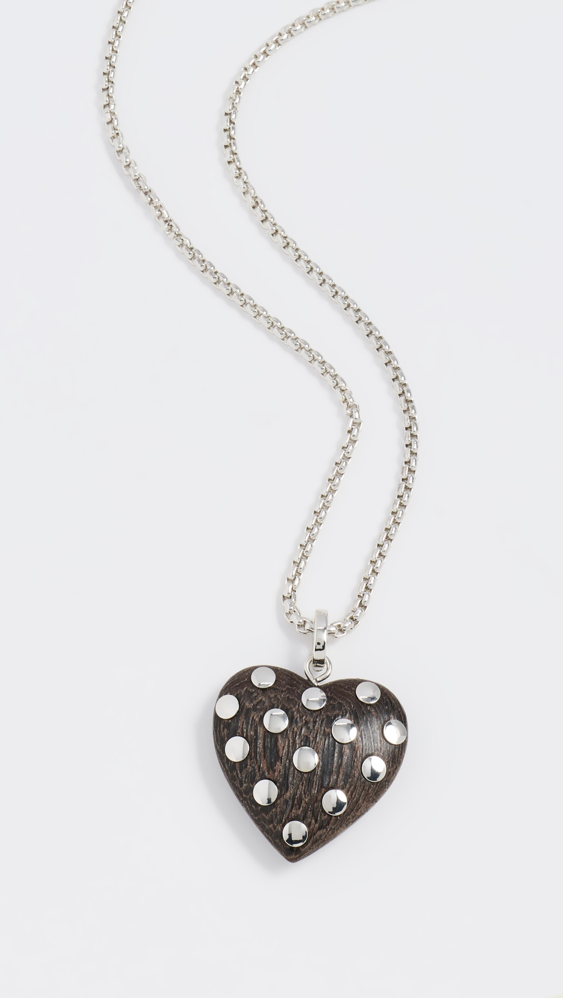 The Big Studded Wood Pendant Necklace - Semi Shiny Silver/Walnut | Shopbop