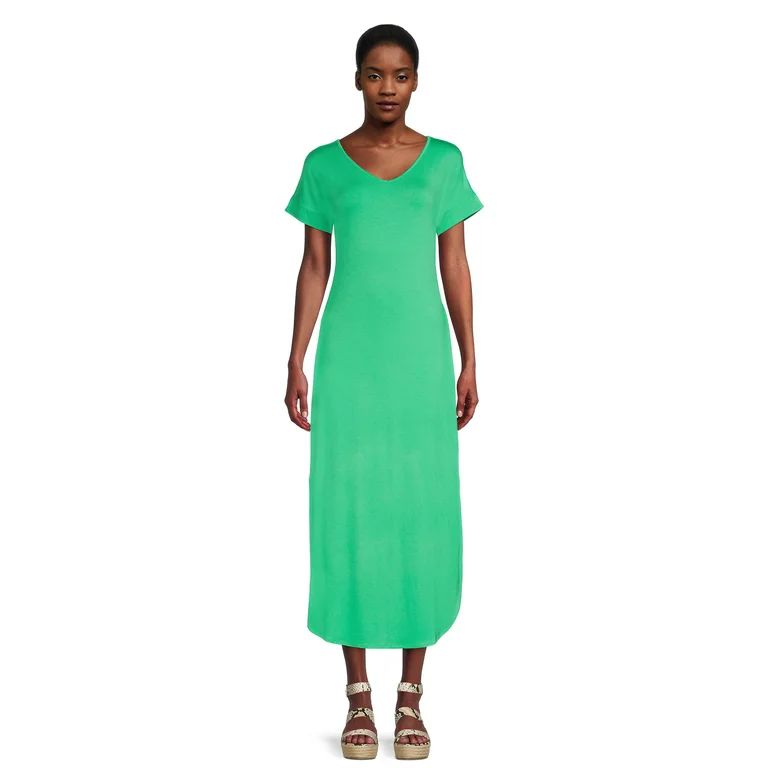 Time and Tru Women's Maxi Dress with Short Sleeves, Sizes XS -XXXL | Walmart (US)