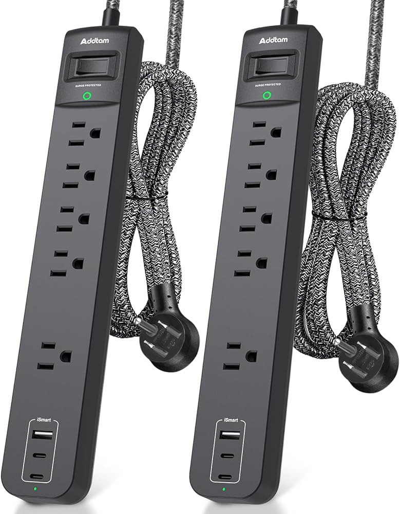 2 Pack Power Strip Surge Protector - 5 Widely Spaced Outlets 3 USB Charging Ports, 1875W/15A with... | Amazon (US)