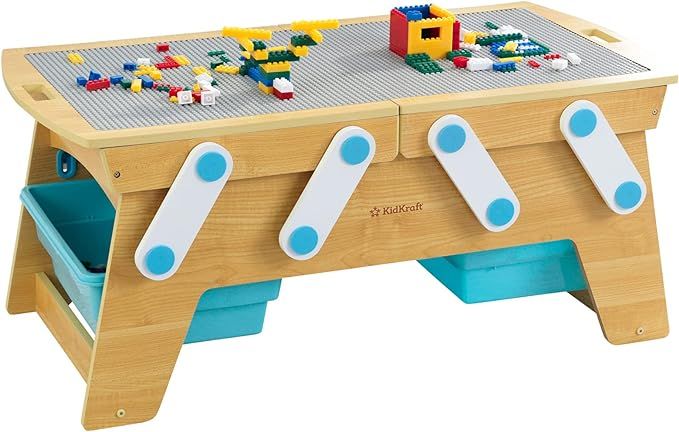 KidKraft Building Bricks Play N Store Wooden Table, Children's Toy Storage with Bins, 200+ Buildi... | Amazon (US)