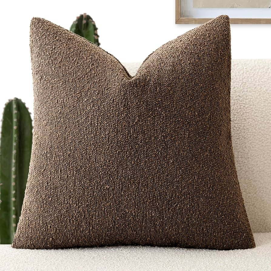 Foindtower Decorative Textured Boucle Throw Pillow Covers Accent Solid Pillow Cases Neutral Soft ... | Amazon (US)