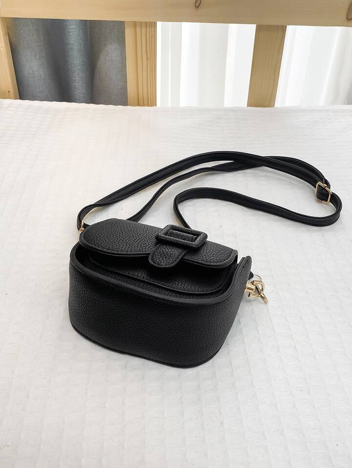 Girls Buckle Decor Flap Saddle Bag Solid Color | SHEIN