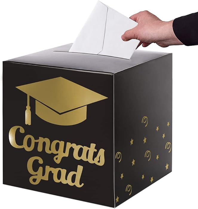 Graduation Card Box Holder, Congrats Grad Foldable Cardboard Decorations Box for Graduation Party... | Amazon (US)