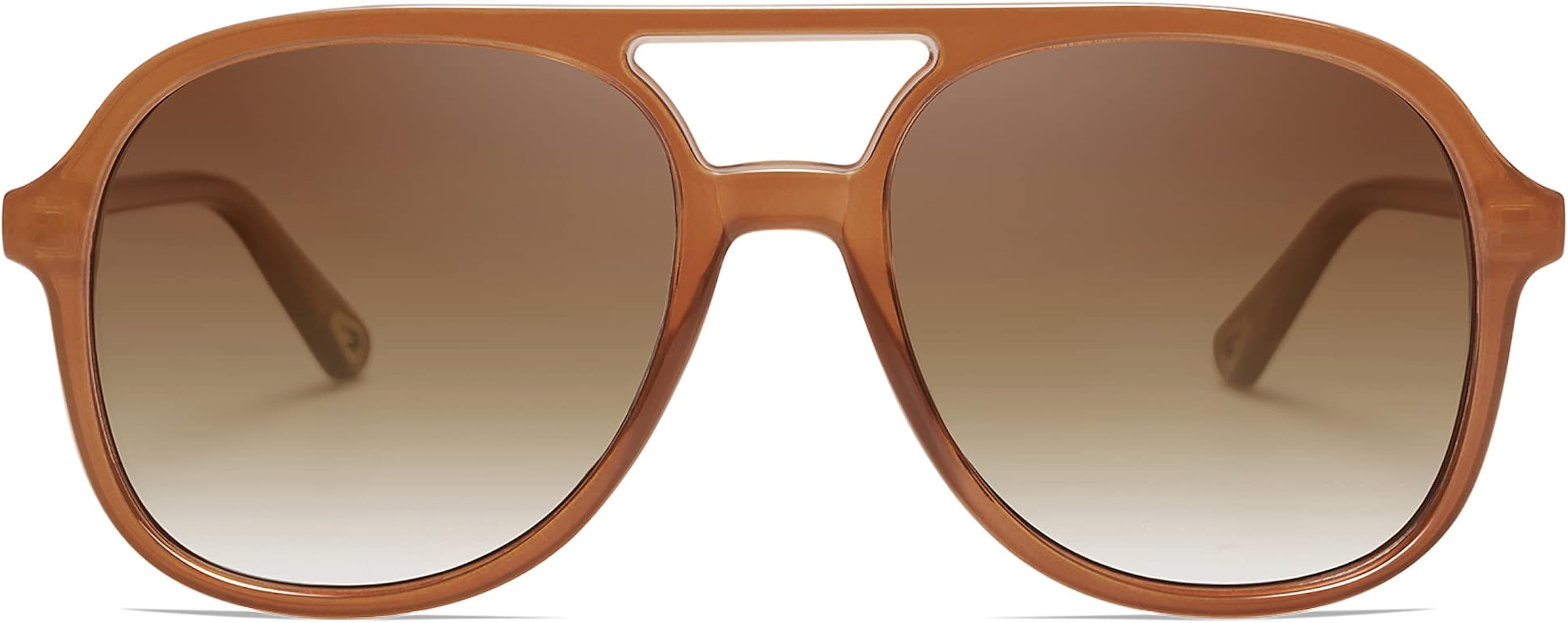 SOJOS Retro Square Polarized Aviator Sunglasses Womens Mens 70s Vintage Double Bridge Sun Glasses | Amazon (US)