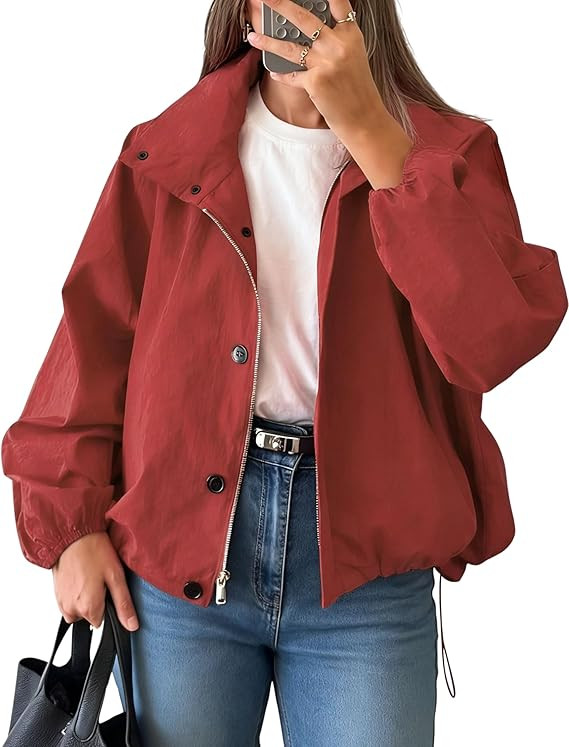 Daacee Women’s Lightweight Bomber Jacket Trendy High Neck Zip Up Windbreaker Jackets Streetwear... | Amazon (US)