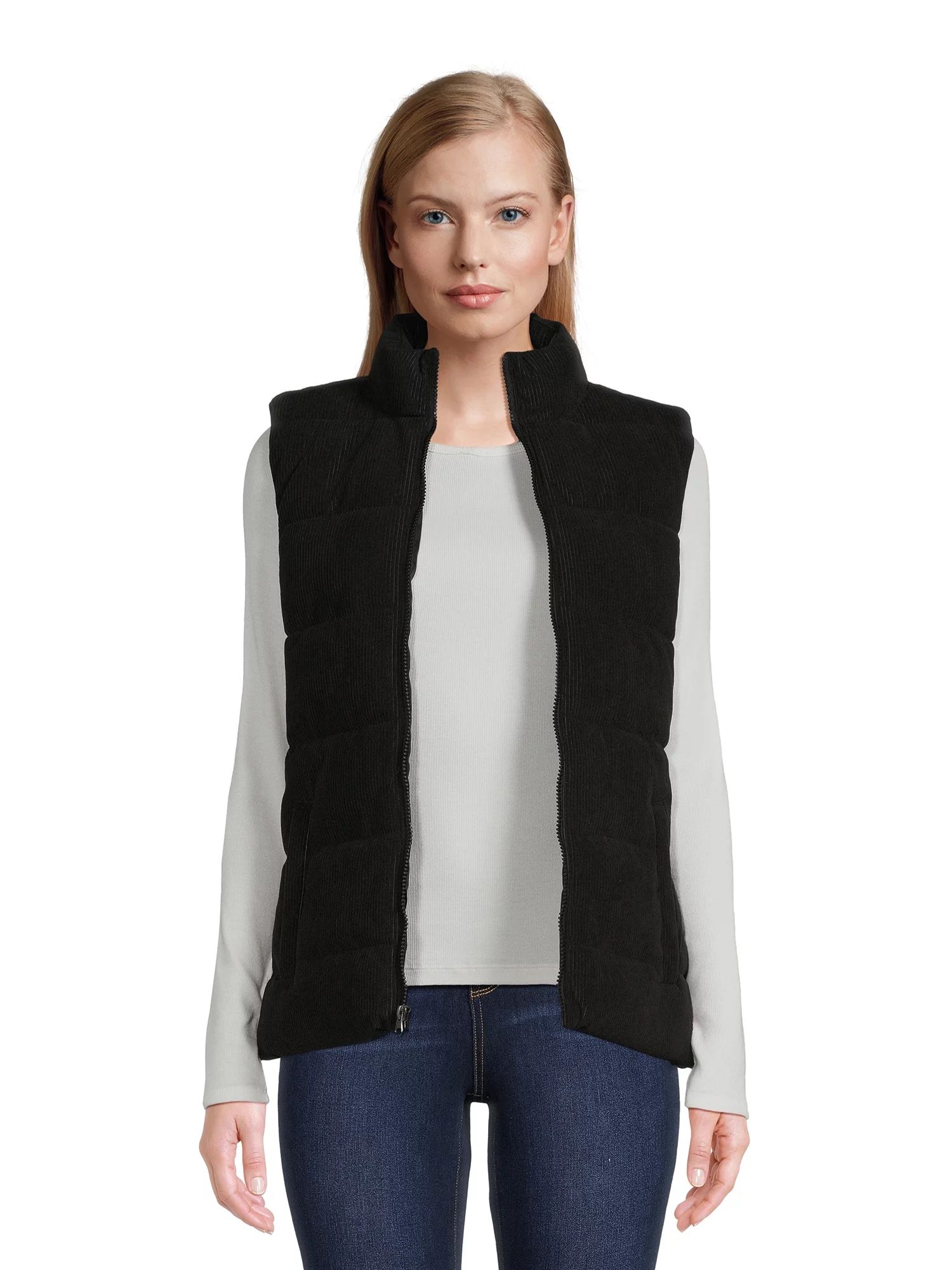 Time and Tru Women's Quilted Corduroy Vest, Sizes XS-3X | Walmart (US)