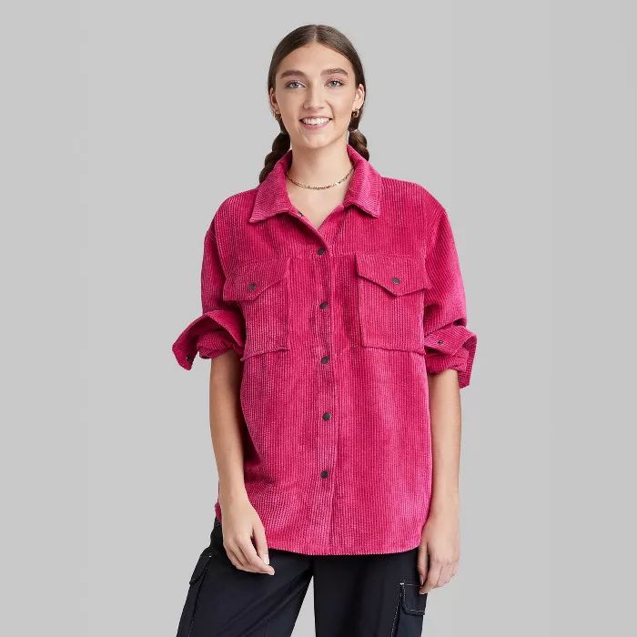 Women's Button-Front Cord Shirt Jacket - Wild Fable™ | Target