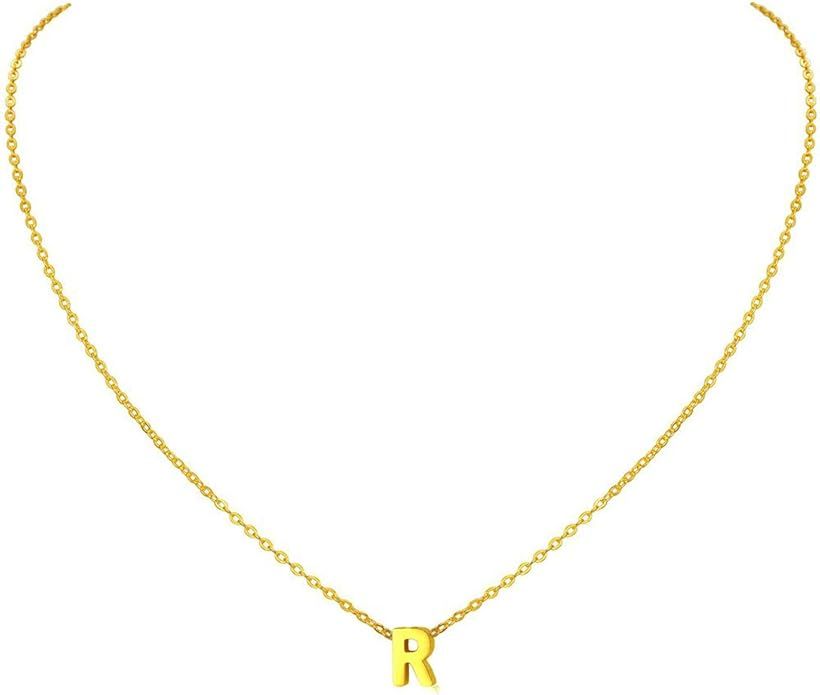 MOMOL Tiny Initial Necklace, 18K Gold Plated Stainless Steel Initial Necklace Dainty Personalized... | Amazon (US)