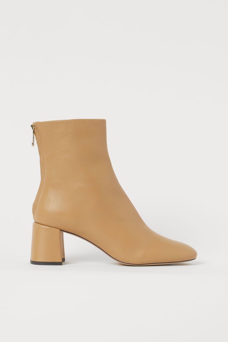 H & M - Leather ankle boots - Beige | H&M (UK, MY, IN, SG, PH, TW, HK)