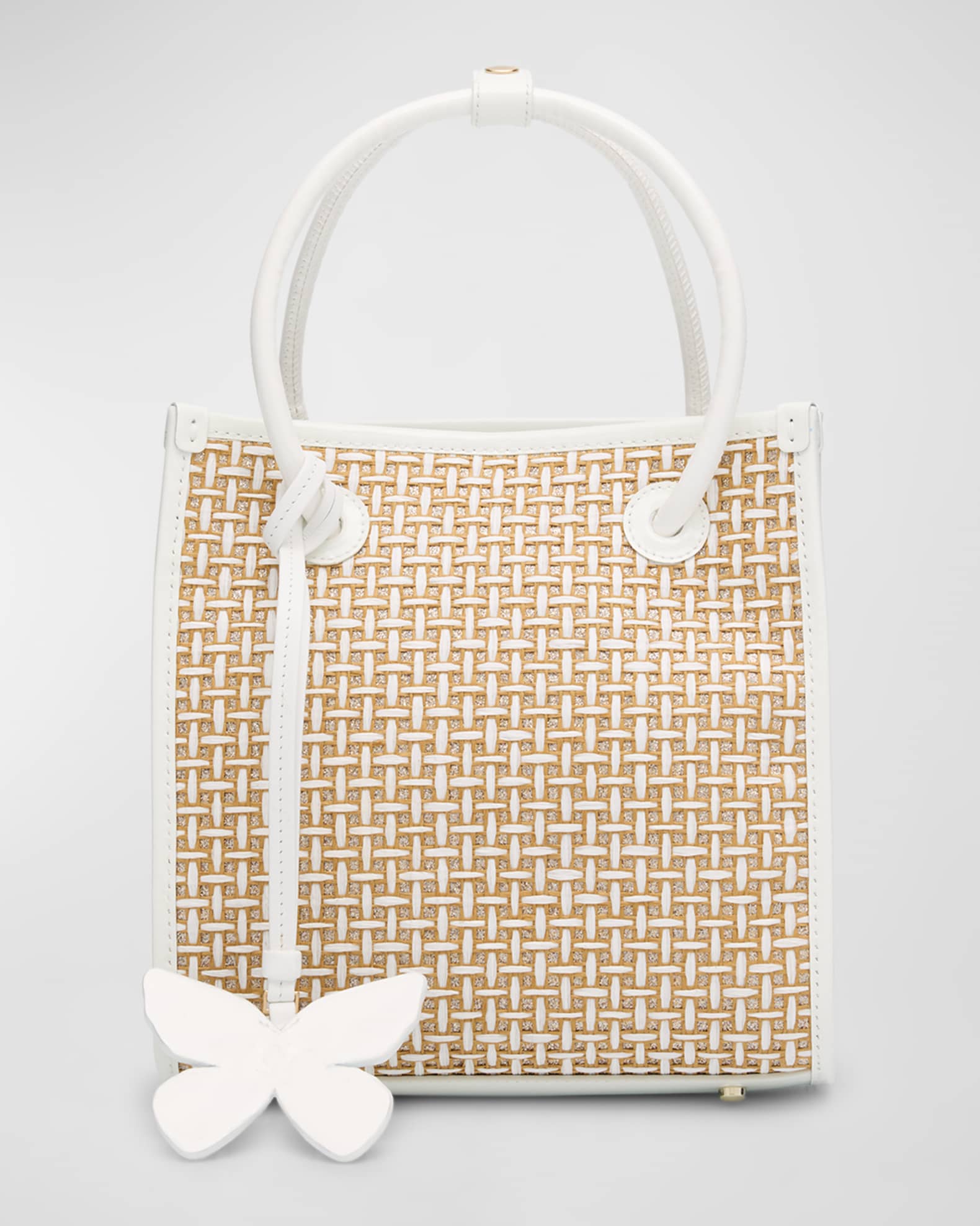 Mini North-South Raffia Tote Bag | Neiman Marcus