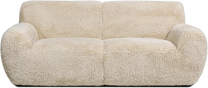 Jennifer Taylor Home Summit 83" Faux Sheepskin Overstuffed Living Room Sofa Couch, Cream Beige | Amazon (US)