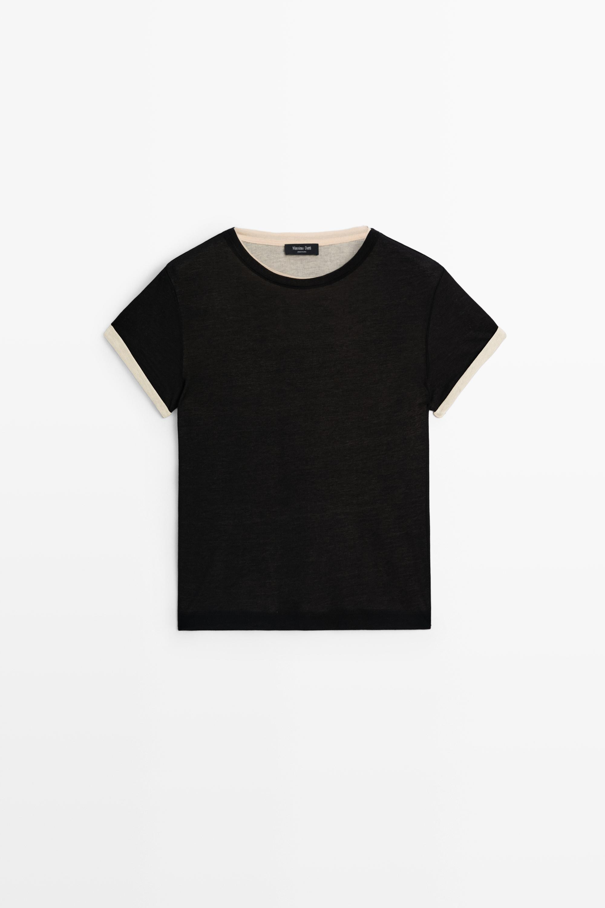 Double-layer short sleeve T-shirt | Massimo Dutti US