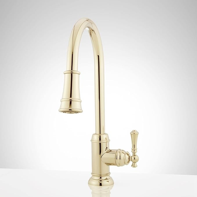Signature Hardware 483691 Amberley 1.8 GPM Single Hole Pull Down Kitchen Faucet - Polished Brass | Amazon (US)