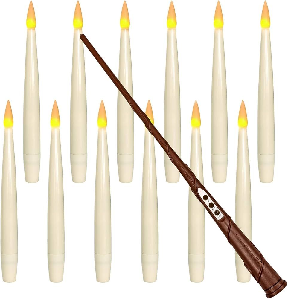 Leejec Floating Candles with Magic Wand Remote (6/18H Timer), Halloween Decorations, 12pcs 6.1” Hang | Amazon (US)