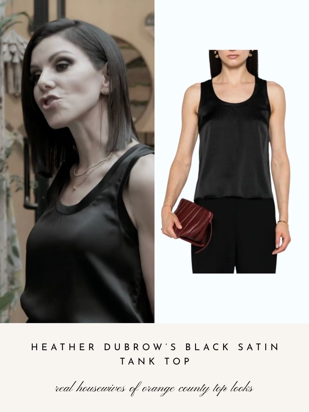 Heather Dubrow’s Black Satin Tank Top