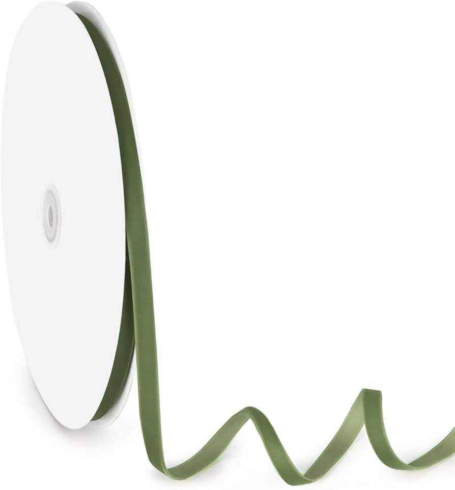 Velvet Ribbon for Gift Wrapping Christmas Tree DIY Crafts, Vintage Olive Green Ribbon for Wedding... | Amazon (US)