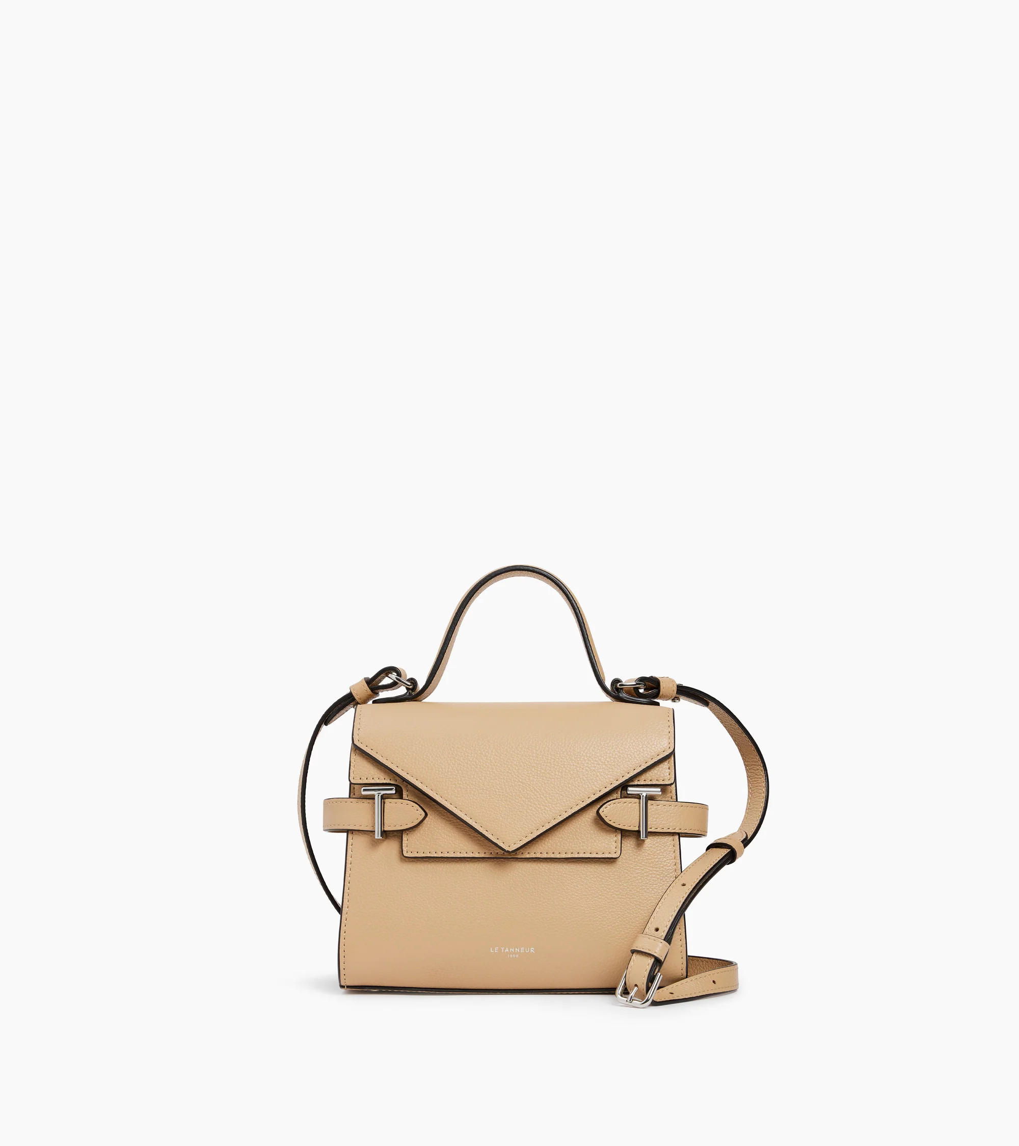 Emilie small handbag with double flap in grained leather | Le Tanneur
