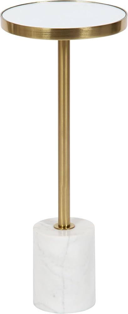 Kate and Laurel Hescott Modern Decorative Round Drink Table with Natural Marble Base and Mirrored... | Amazon (US)