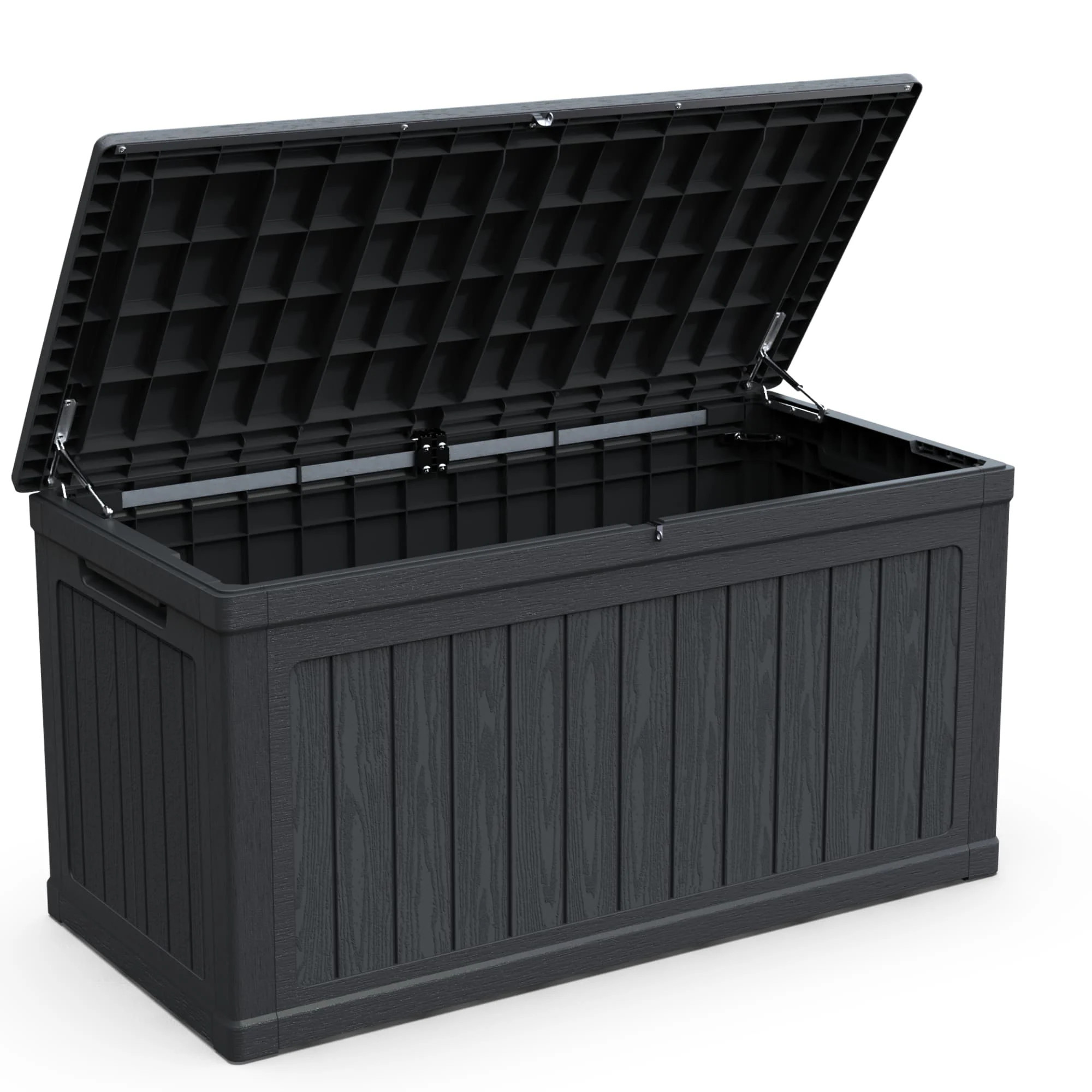 Lycvki Deck Box 230-Gallon Teak Wood Deck Box one_size in Black | PDB-02 | Lowe's