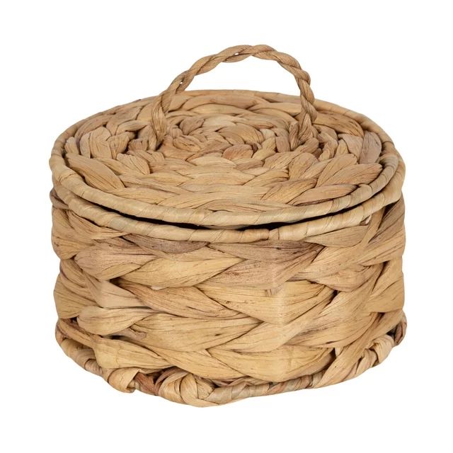 Design Ovation 3.5” x 6” Round Trinket Box with Lid in Water Hyacinth Natural Material | Walmart (US)