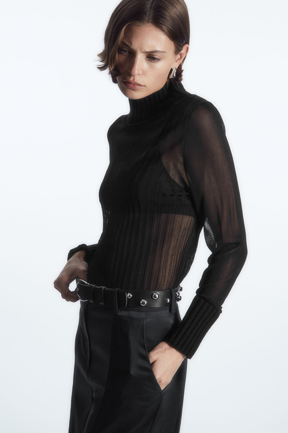 STUDDED LEATHER BELT - BLACK - COS | COS UK