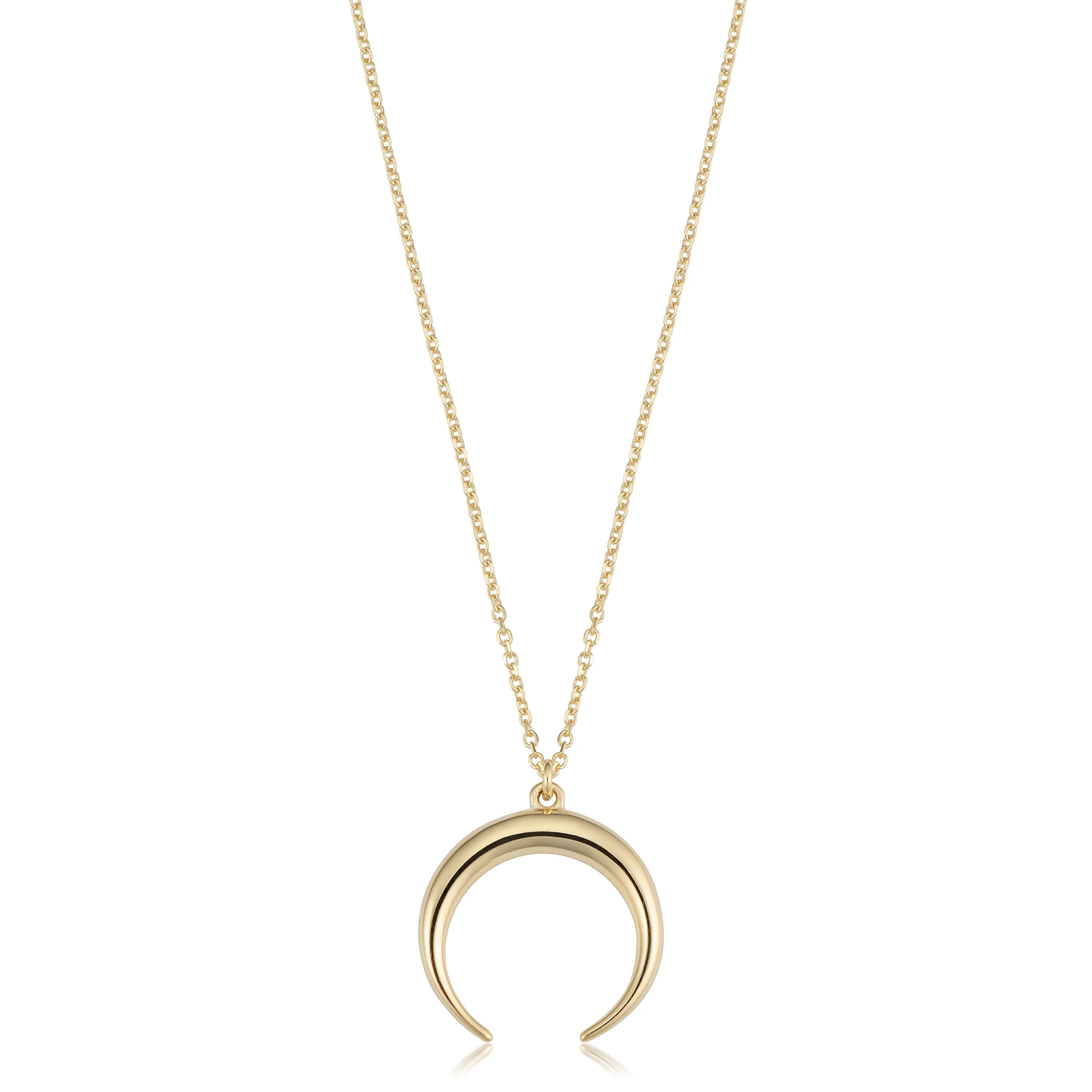 14k Yellow Gold Crescent Moon Necklace (18 inch) | Walmart (US)