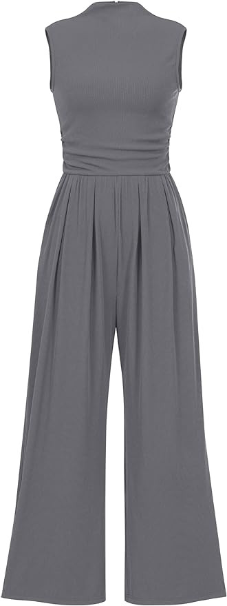 PRETTYGARDEN Womens Summer Jumpsuits Dressy Casual One Piece Outfits Sleeveless Mock Neck Wide Le... | Amazon (US)