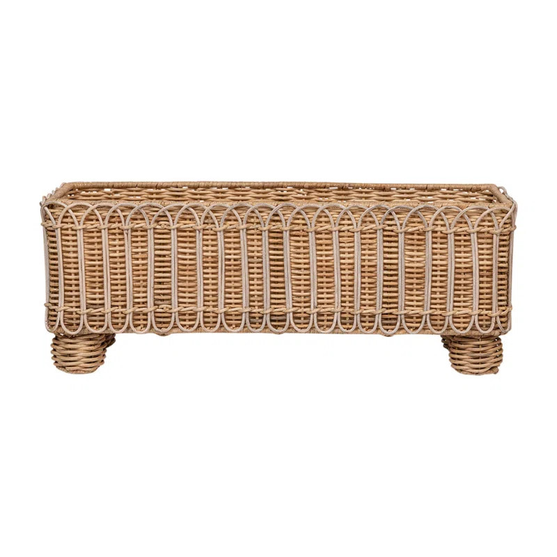 Provence Rattan Rectangular Planter - Whitewash | Perigold