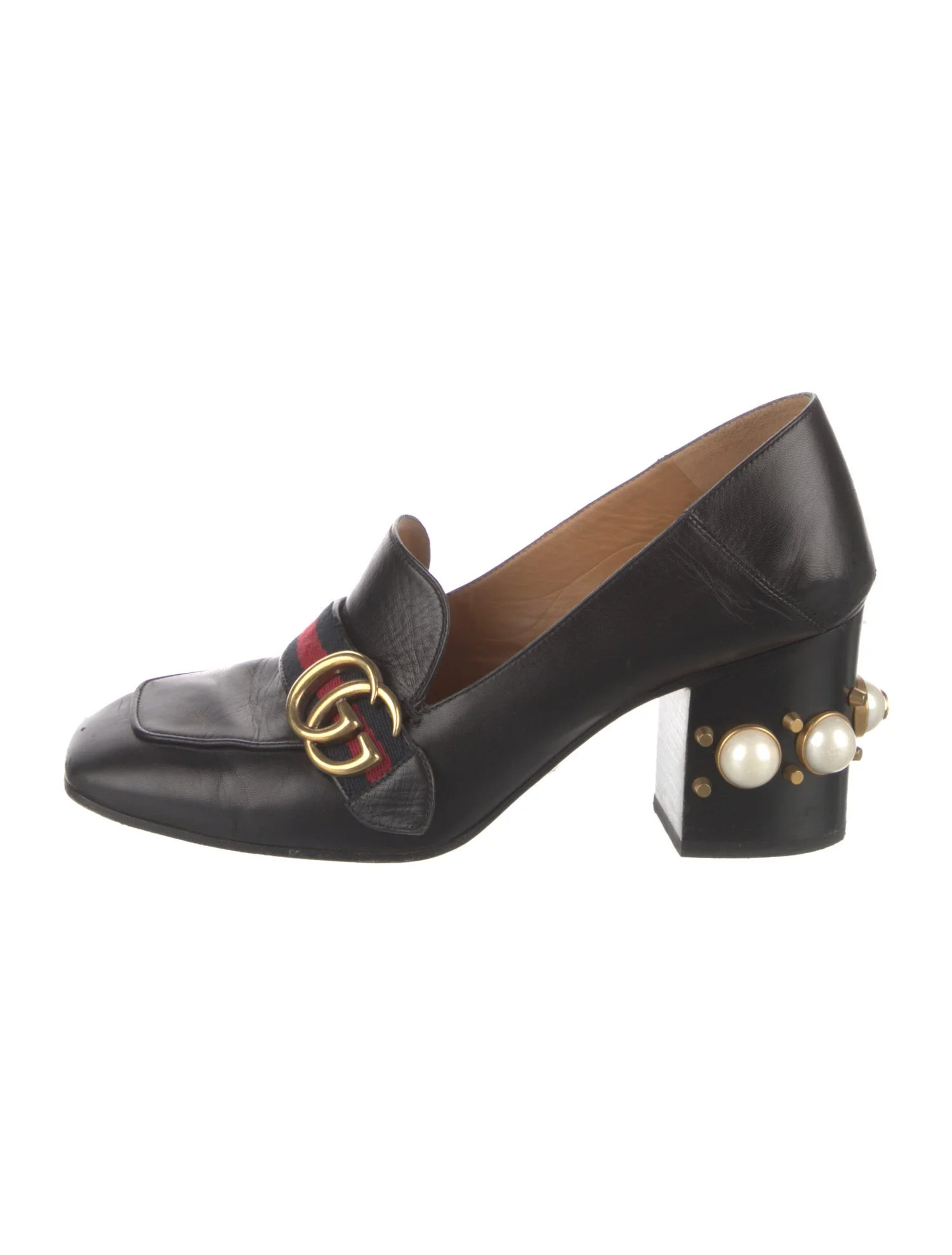 Gucci Faux Pearl Accents Leather Pumps - Black Pumps, Shoes - GUC2021554 | The RealReal | The RealReal