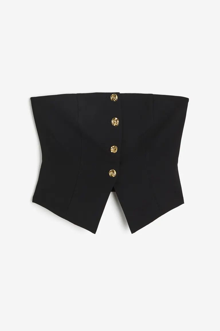 Buttoned corset-style top - Black - Ladies | H&M GB | H&M (UK, MY, IN, SG, PH, TW, HK)
