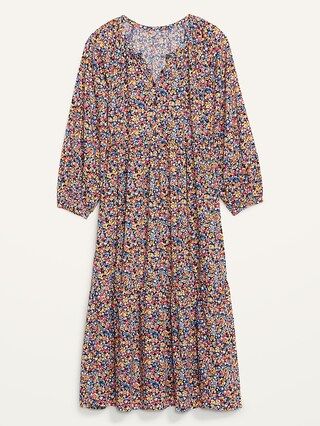Printed Button-Front All-Day Maxi Swing Dress for Women | Old Navy (US)