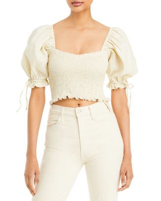 Lisanza Smocked Linen Top | Bloomingdale's (US)