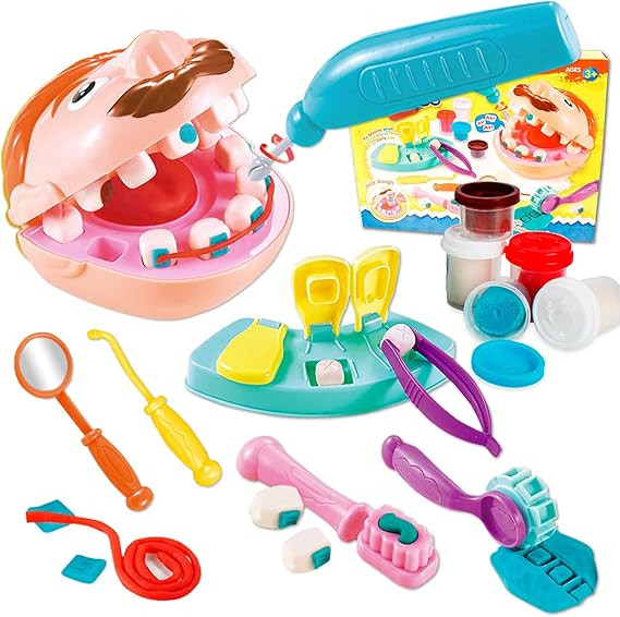 Dentist Color Dough Set, Dental Tools Kit Drill and Fill, Doctor DIY Playset Toys for Kids Toddle... | Amazon (US)