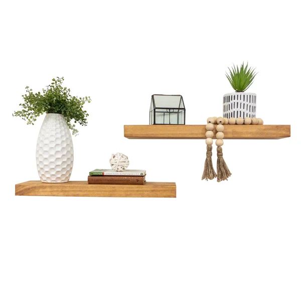 Grant 2 Piece Rectangle Pine Solid Wood Floating Shelf (Set of 2) | Wayfair North America