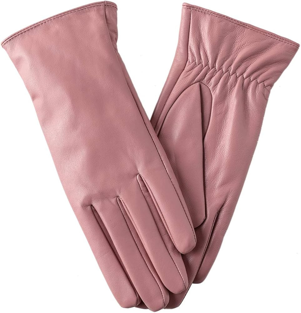 Winter Leather Gloves for Women, Cashmere Lined Touchscreen Gloves for Texting, Premium Soft Shee... | Amazon (US)