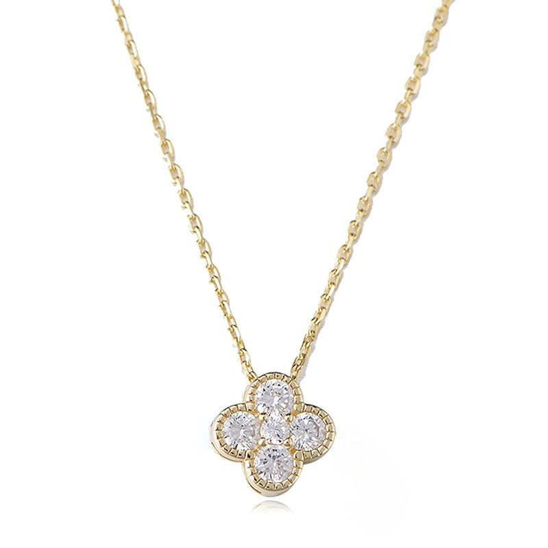 Four Leaf 18K Gold Lucky Clover Necklace for Women, OUXi 925 Sterling Silver Crystal Diamond Pend... | Amazon (US)